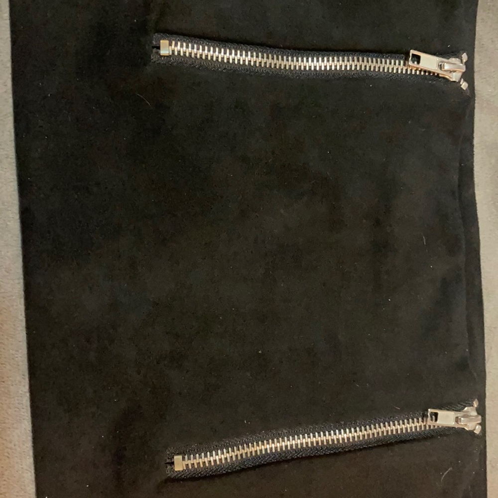 F21 black suede miniskirt with front closure